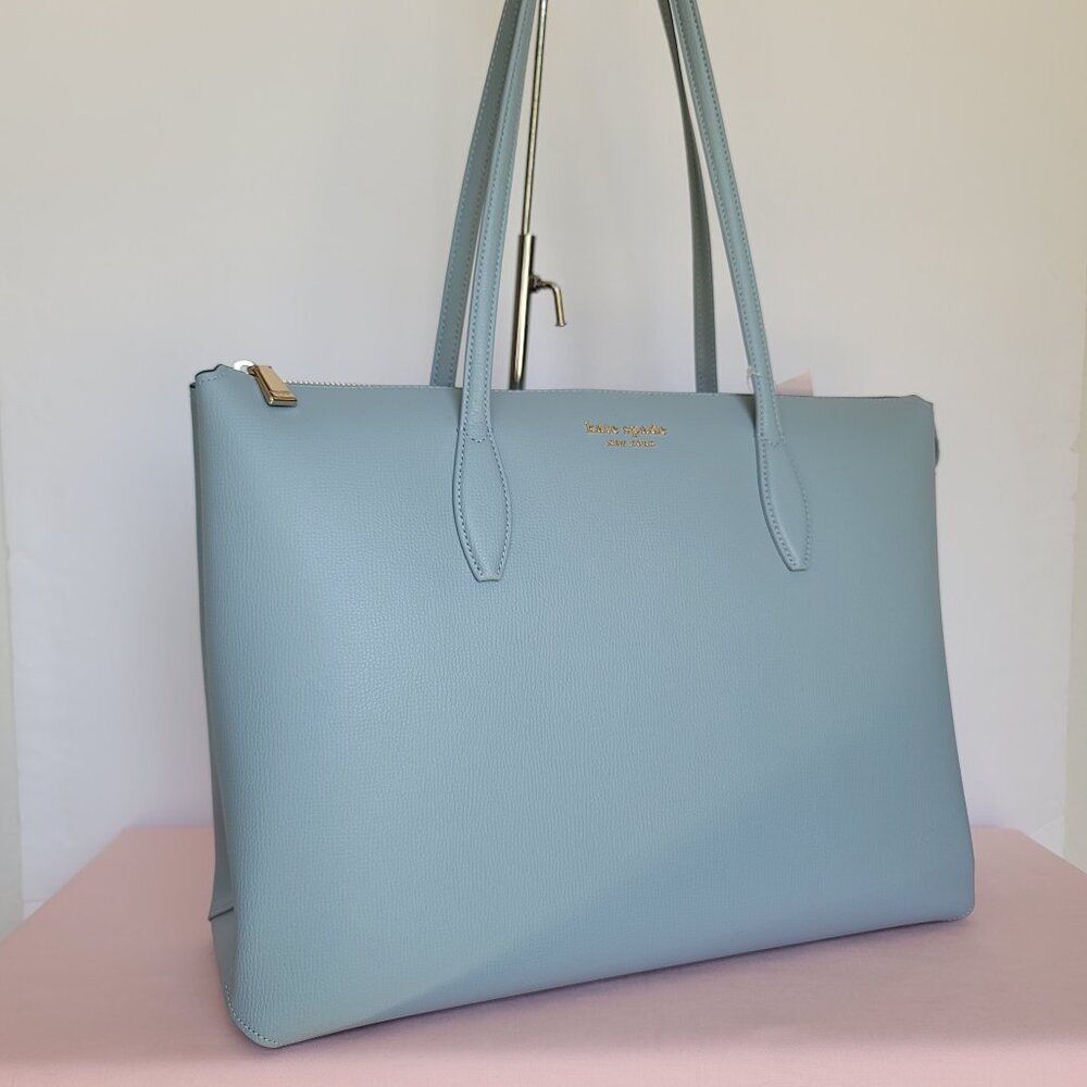 KATE SPADE All Day Crossgrain Leather Top-zip Large Tote- Ocean Beach color 🎈⭐ - Picture 2 of 16